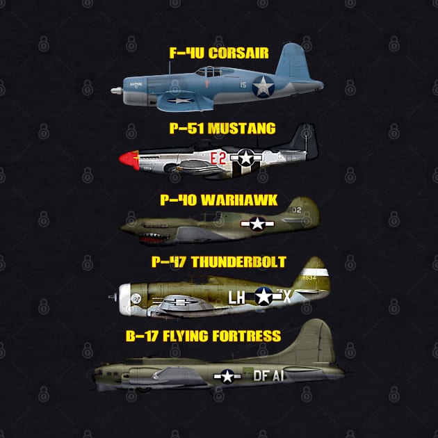 WW2 Warplane Warbirds B-17 P51 Mustang F4U Corsair by F&L Design Co.